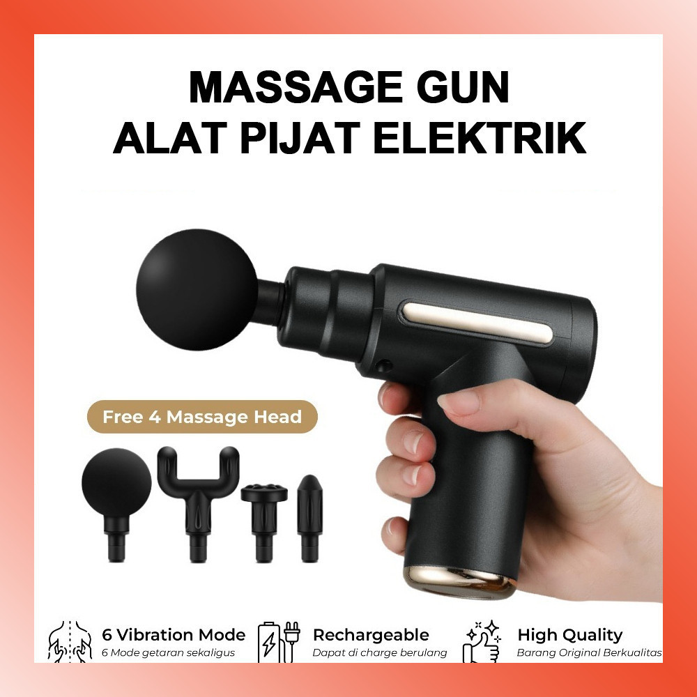 LAMMORO > AP37 Alat Pijat MASSAGE GUN Elektrik Terapi Otot Cas Rechargeable Relaksasi Getar TGAL