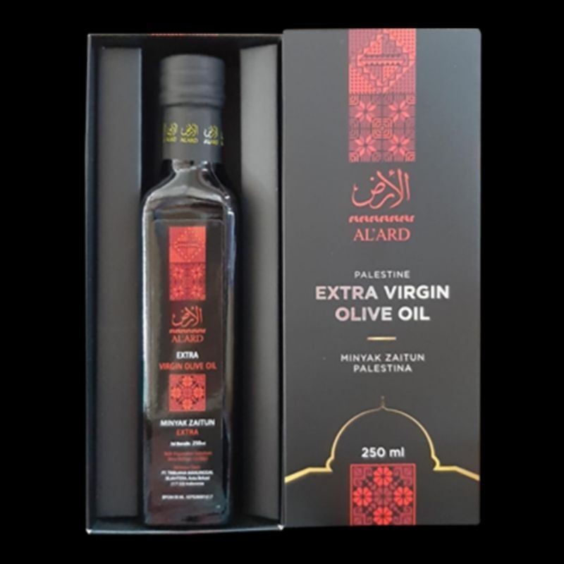 

Minyak Zaitun Extra Virgin Olive Oil AL ARD berasal dari perkebunan zaitun di bumi Palestina