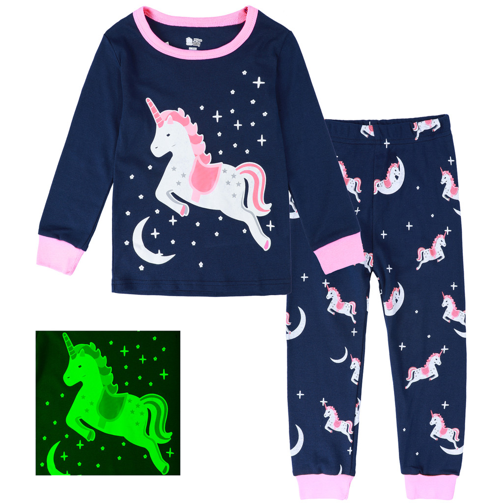 Kids Skeleton Pajamas Halloween Pjs Toddler Boys Girls Unicorn Glow in The Dark Sleepwear Infant Car