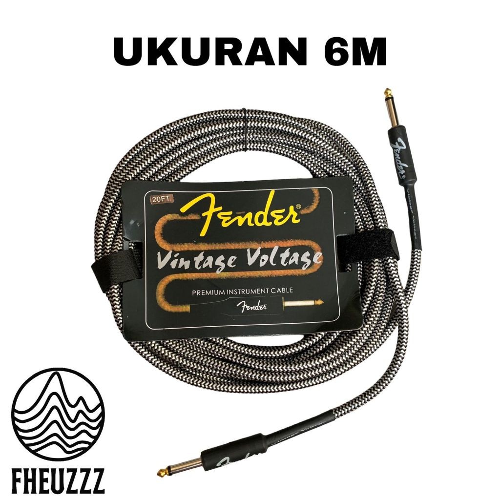 AS34FK Kabel Jack Jak Gitar Guitar Bass Bas Akustik Elektrik FENDER Ukuran 3 Meter Dan 6 Meter