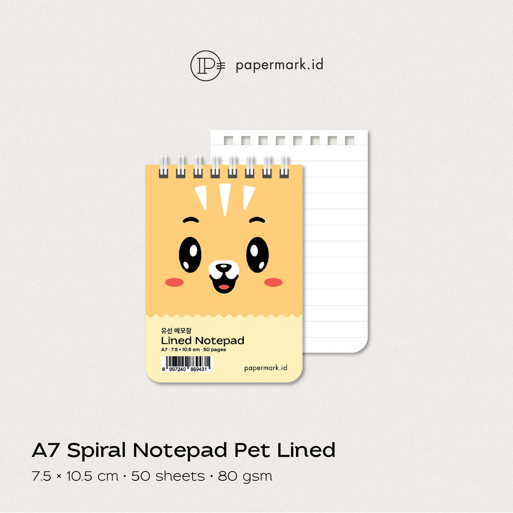 

PAPERMARK A7 Pet Series Lined Spiral Notepad | Buku Catatan Kecil