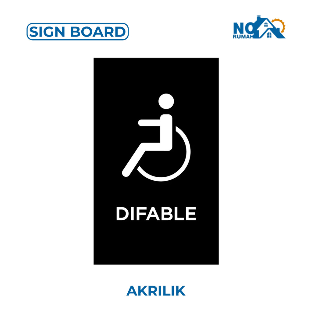 

Papan Tulisan Difable Toilet Sign Board Disabilitas Akrilik Print Papan Petunjuk Signage Acrylic Label Tempel Dinding Nama Ruangan