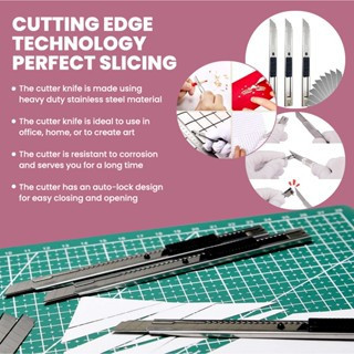 

Mini Cutter Stainless Steel SK5 Pisau Karter Kater Kecil Baja Seni Pemotong Kertas Small Samoyed Art Knife 9 MM Blade A300
