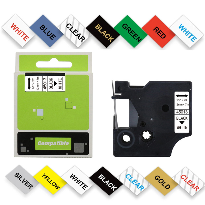 

1 PC OGRIA Tapes Compatible Dymo D1 Tapes 45013 45012 45018 45020 45021 40913 6/9/12mm Label for Dymo LabelMaker LM 160 420P 280