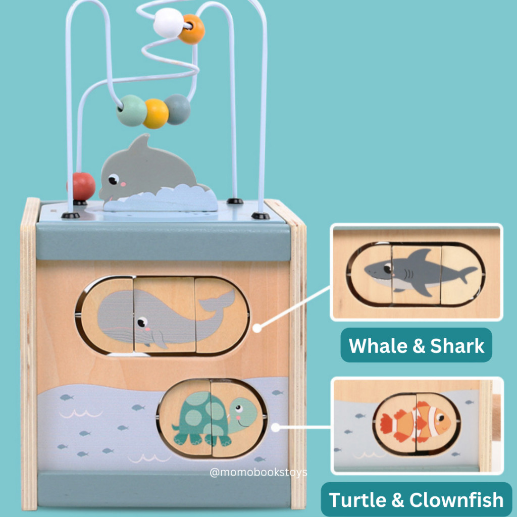 JAMIN MURAH [MOMO] KABI Activity Cube Baby Busy Multifunction Box | Shape Sorter Wire Beads Maze | M