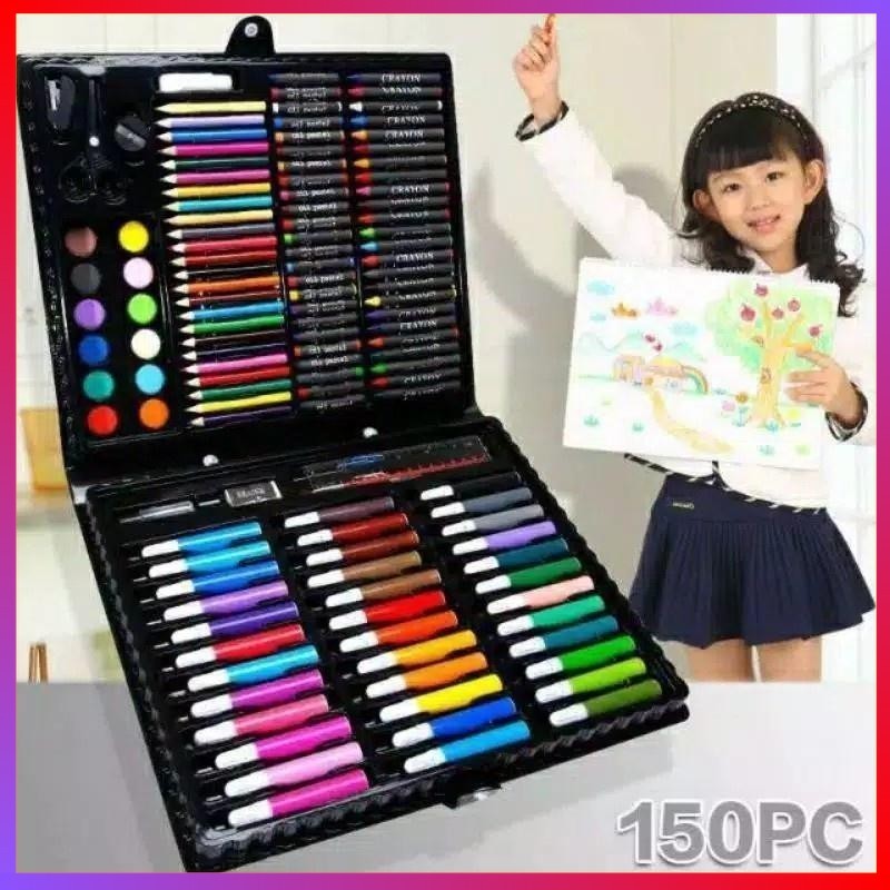 

XIMAX - 150Pcs Crayon Set Art Set Isi 150 Pcs Pensil Warna Set Anak Crayon Full Set Alat Lukis Cat Krayon - langsung kirim