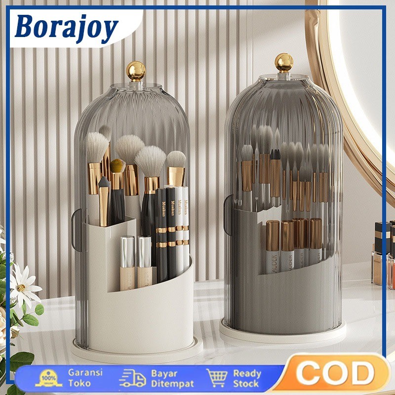

Tempat kuas rias estetika berputar 360° dengan tempat tutup kotak penyimpanan kuas rias mewah