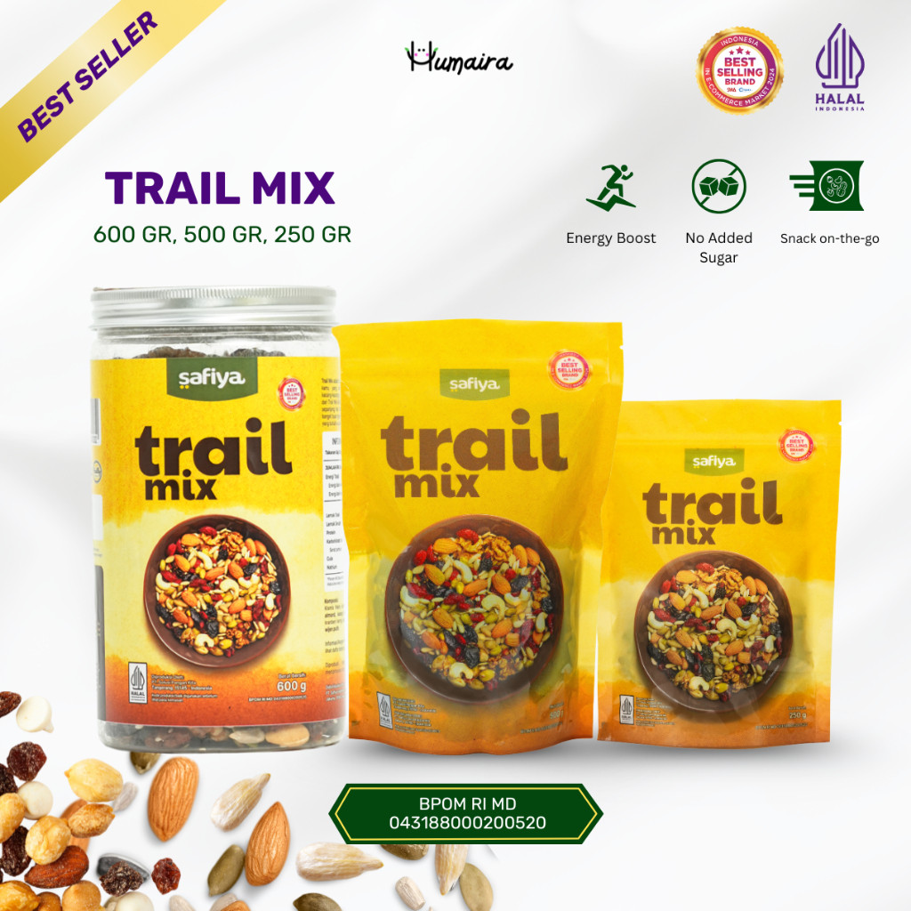 

Trail Mix Safiya 500 Gram - Dried Mixed Fruit Seed and Nut Cemilan Sehat Original