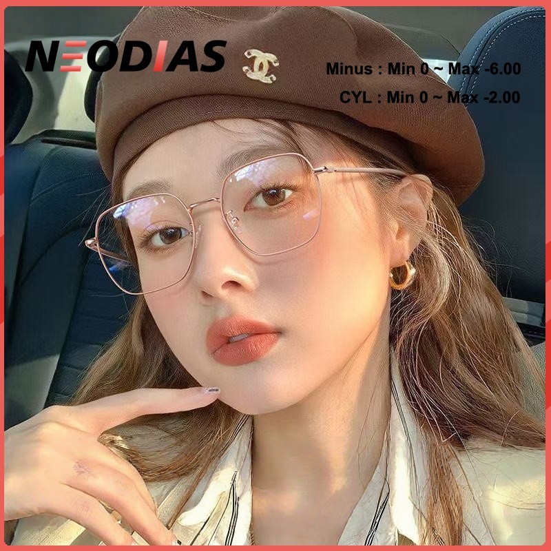 NeoDias Kacamata Photocromic Wanita 2025 Baru Rose Gold Besi Frame Anti Blueray Minus Wanita Fashion