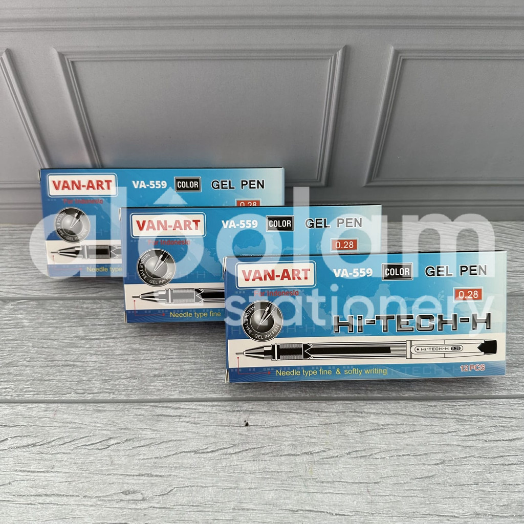 

SELUSIN ( 12 PCS ) Pulpen Hitech Gel Pen Hi-Tech-H Van-Art VA-559 0.28mm lengkap