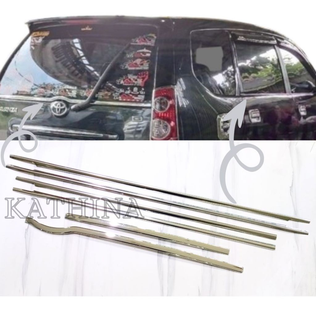 Paket Lis Kaca Samping Belakang Mobil Avanza Lama 2004-2011 List Kaca Chrome