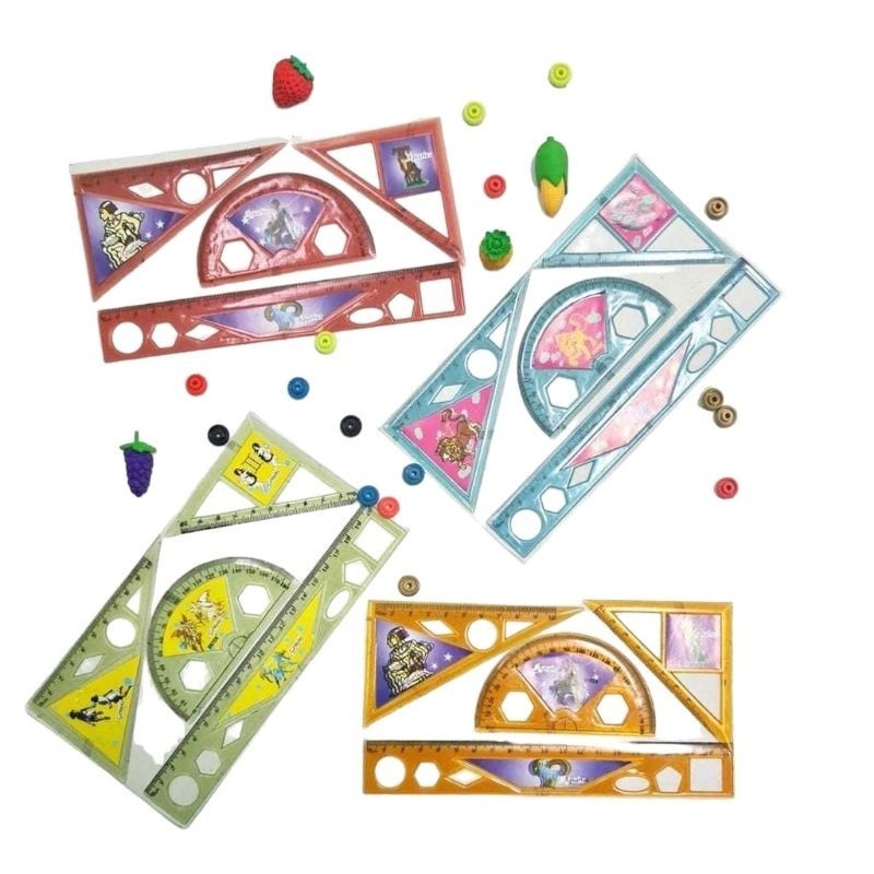 

Unicorn - Penggaris Set 4pcs Busur Segitiga / Mistar Derajat Murah peony Murah