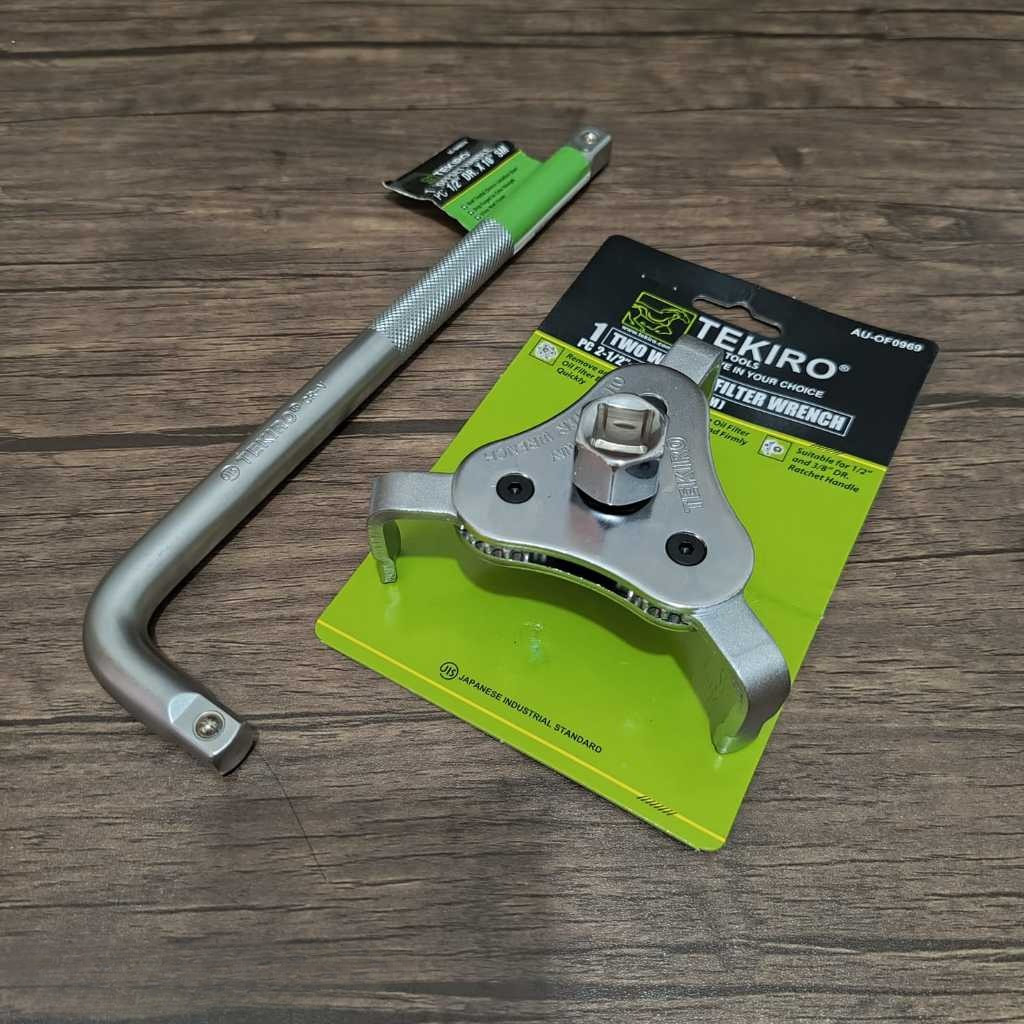 Promo Kunci Pembuka Filter Oli Tekiro 3 Kaki  + Gagang Sok L 1/2" 10 Inch Paket Lengkap Murah