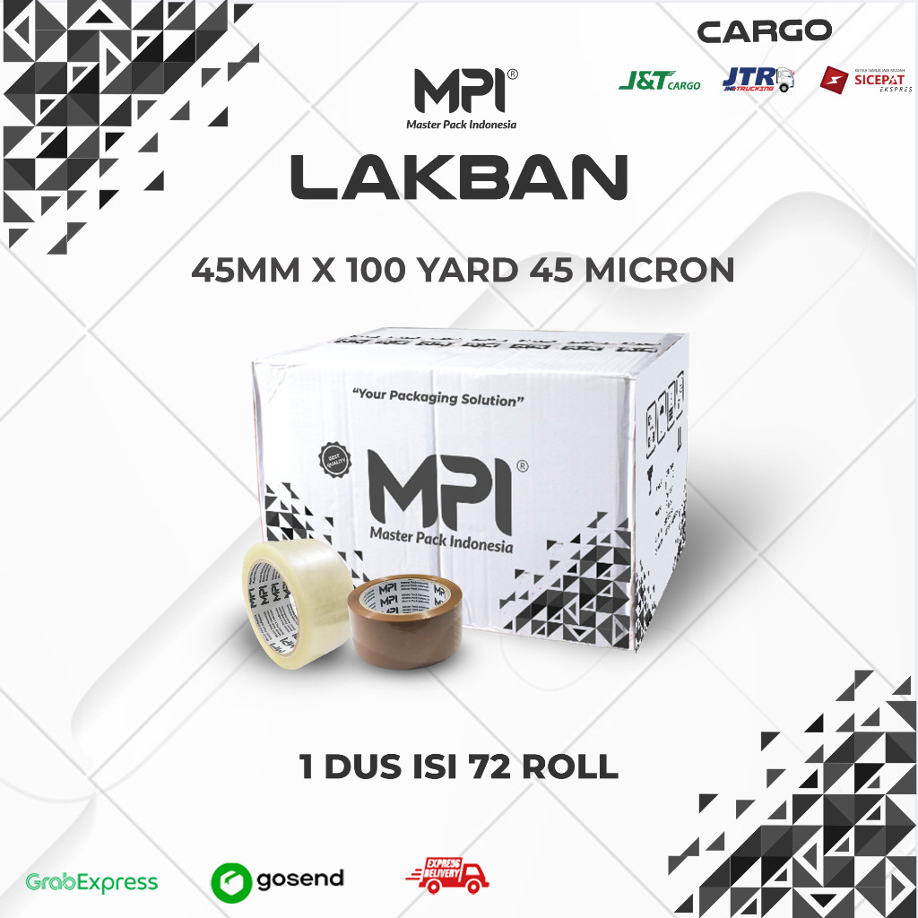 

New Cargo 1 Dus [ 72 Roll ] Lakban 2" X 100 Yard 45 Micron - Bening & Coklat Master Pack IndonesiaPremium