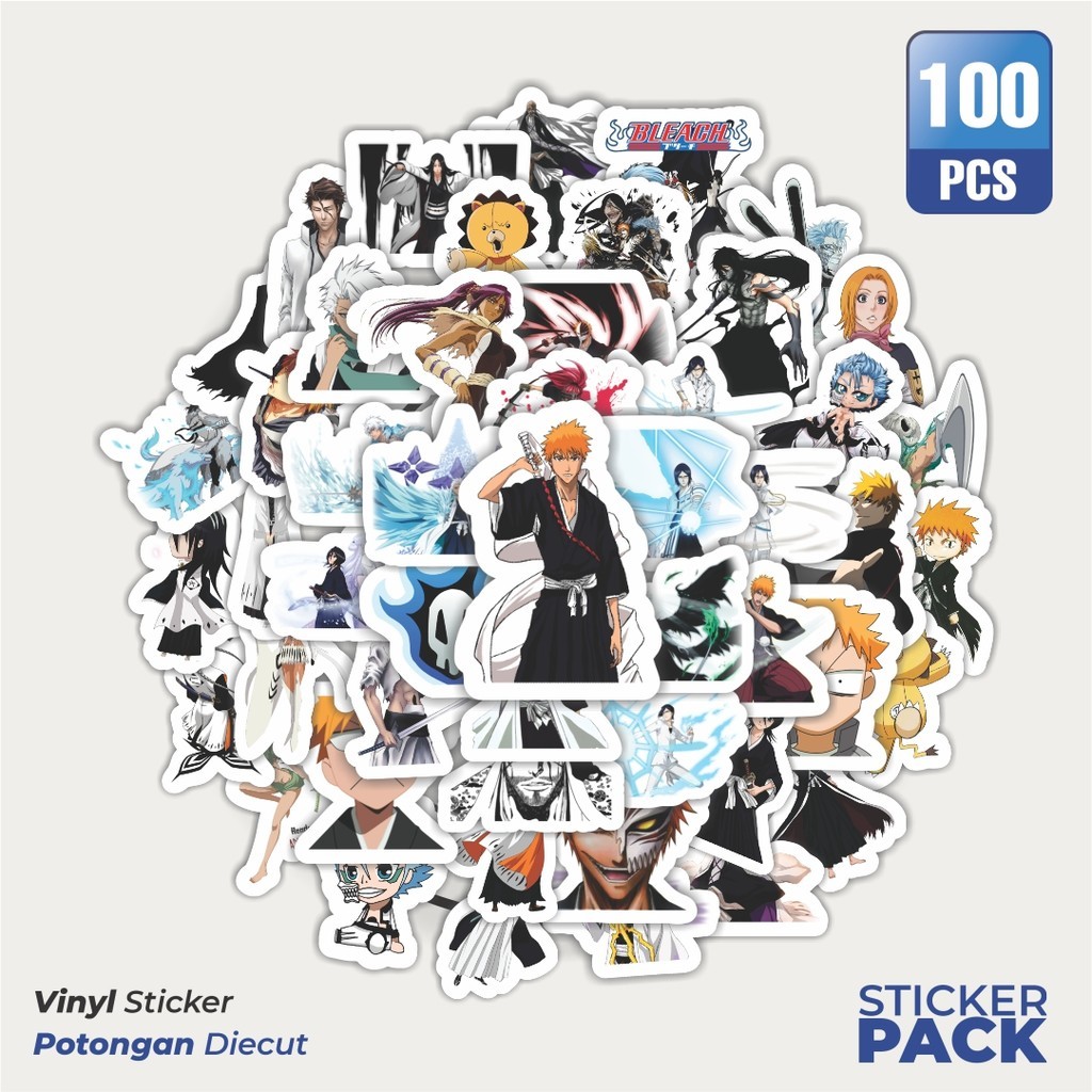 

100 PCS STIKER Anime Bleach Waterproof Aesthetic- Untuk Laptop, Motor, dan Helm - Paper Stationery Pack