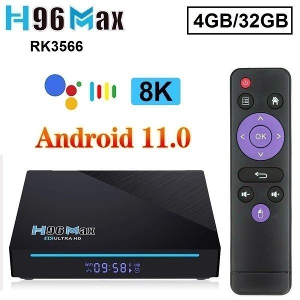 H96 MAX RK3566 - Android OS Smart TV Box 8K UHD - RAM 4GB ROM 32GB