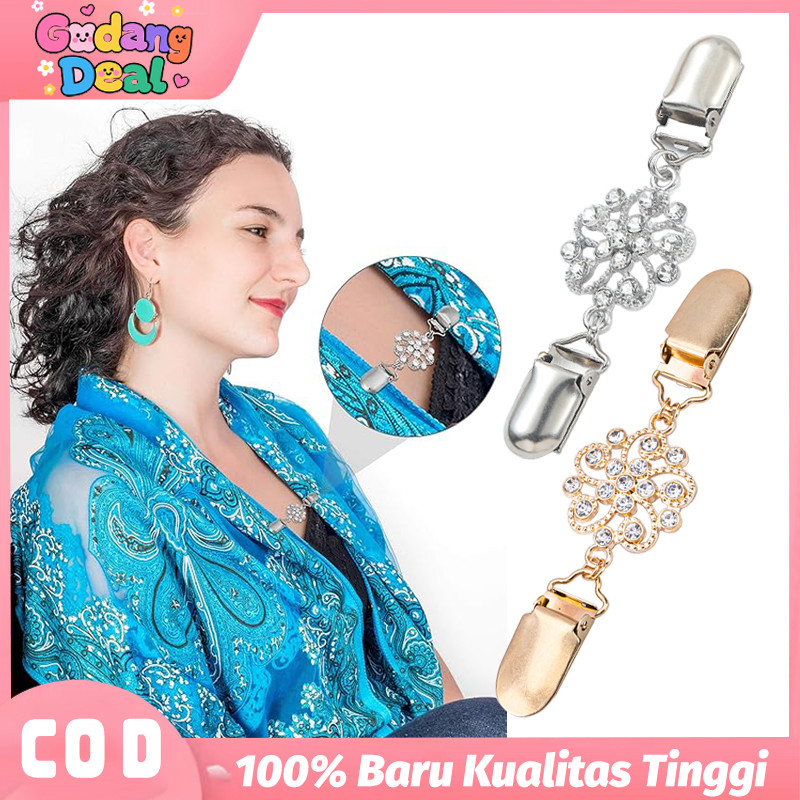 Klip Cardigan Berlian Imitasi Aksesoris Kerah Bunga Multifungsi Bros Penjepit Kardigan Elegan Penjep