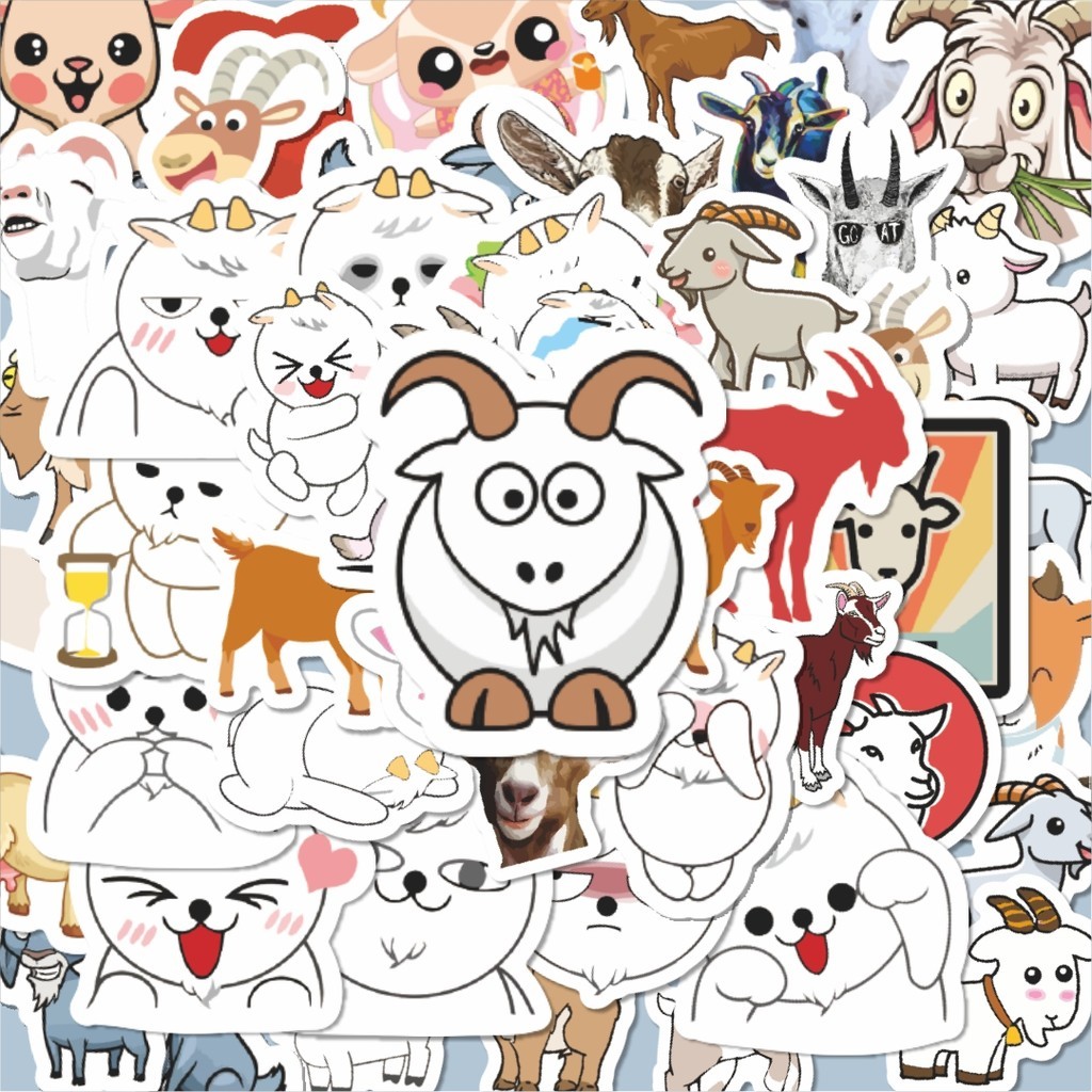 

100PCS Lucu Sticker Hewan Kambing Stiker Aesthetic Stiker Anti Air Stikers Berperekat Waterproof sticker decal buat Motor Helm Buku Journal Koper Casing HP Laptop Botol Minum Hadiah anak