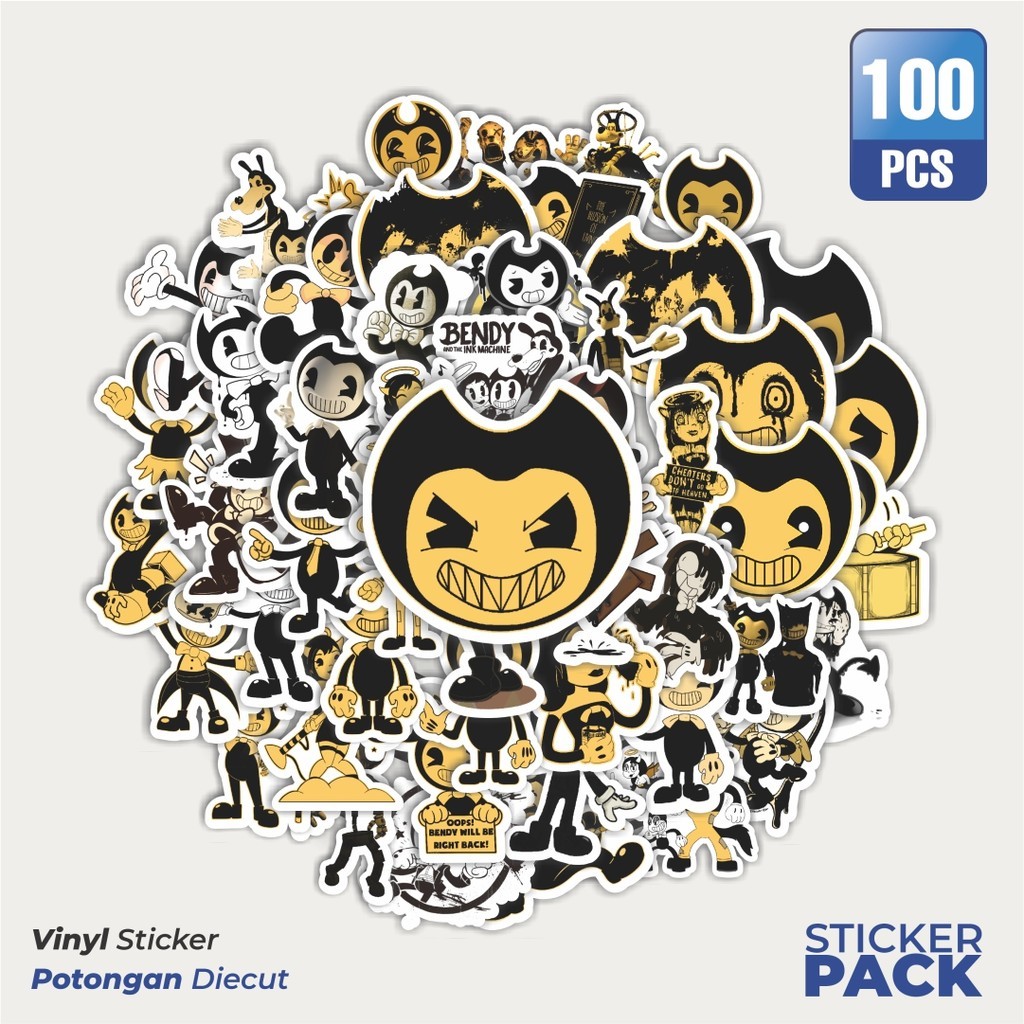

MURAH 100 PCS Stiker Kartun Bendy and the Ink Machine Waterproof Aesthetic- Untuk Laptop, Motor, dan Helm - Paper Stationery Pack