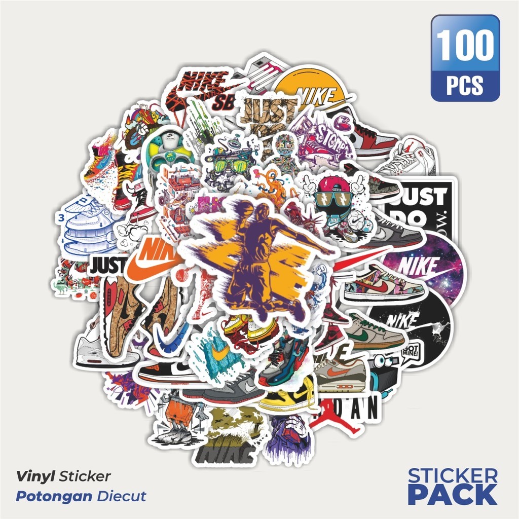 

MURAH 100 PCS Stiker Logo Nike Waterproof Aesthetic- Untuk Laptop, Motor, dan Helm - Paper Stationery Pack