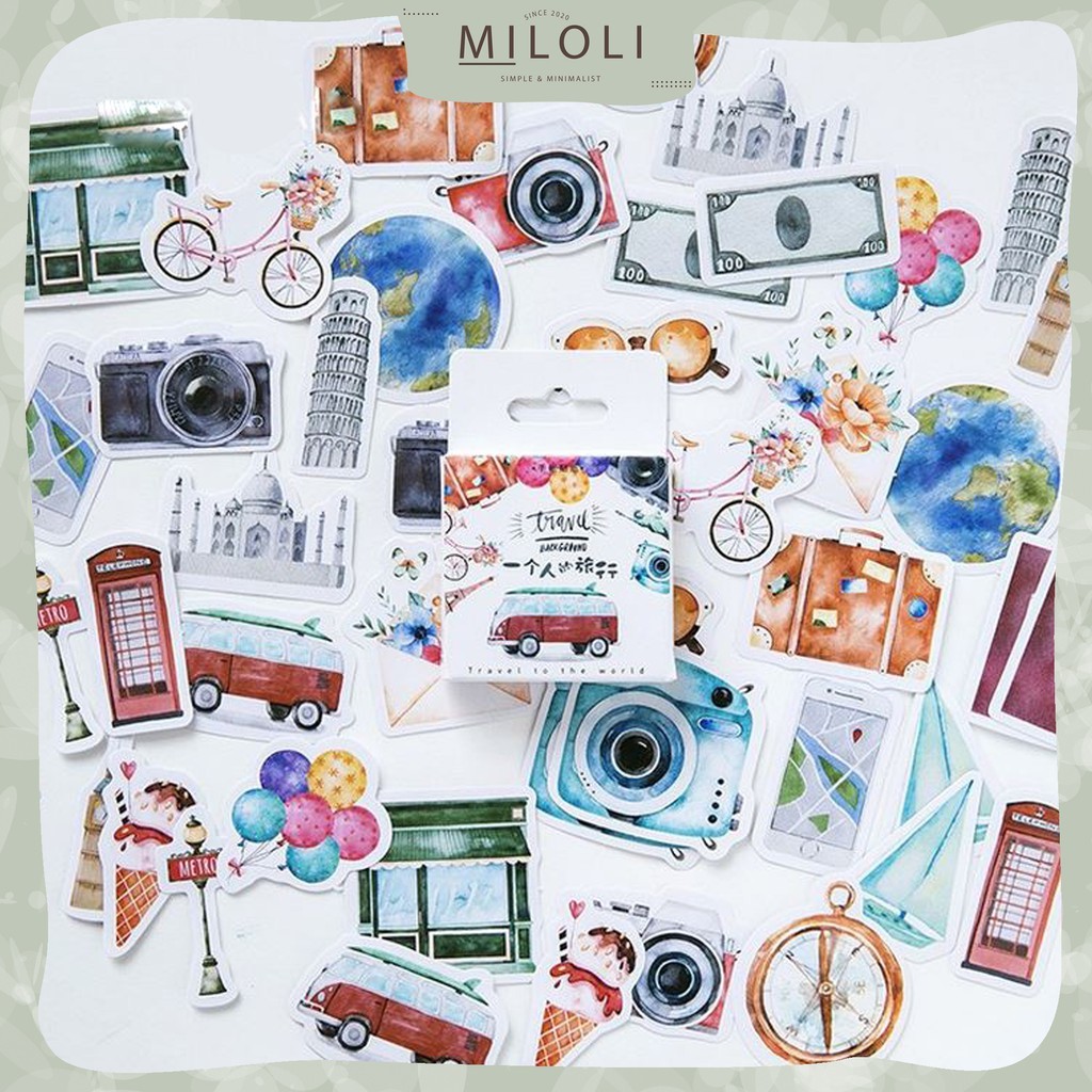 

[MILOLI] 45 Pcs TOUR BUS Deco Sticker Planner DIY Scrapbook Stiker Dekor Jurnal Kotak - B0047
