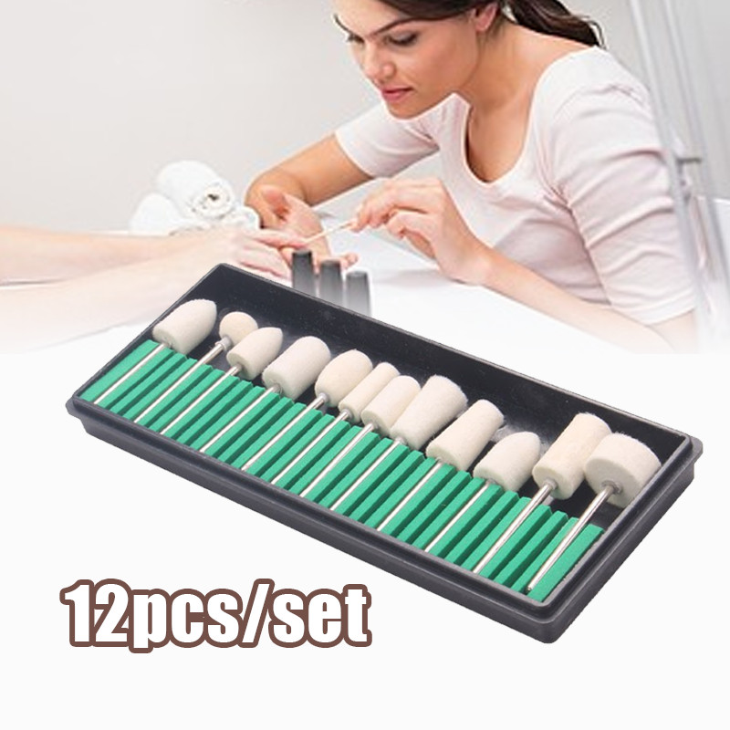 12pcs Bur poles wool felt feltcone buff Wool Felt Mounted Point Wool Poles Mini