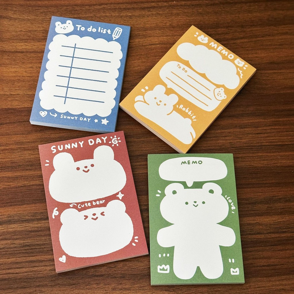 

Original Illustration Cute Little Bear Retro Tear Sticky Note Book Simple Hand Account Study Memo Plan Check-in Material Paper