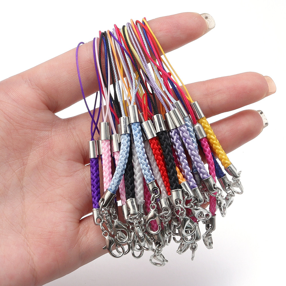 

10pcs/lot Braided Lanyard Strap Cord Keychain Rope With Lobster Clasps Cellphone Hook For DIY Pendant Keyring Bag Accessories