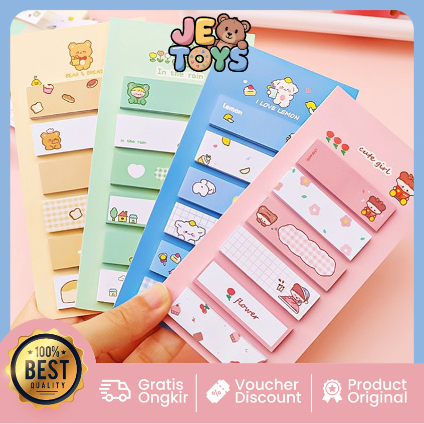 

Je Toys S6222 Memo Stick Stationery 6 in 1 Sticky Notes Label Karakter Penanda Buku Memo Pad Convenience Cute