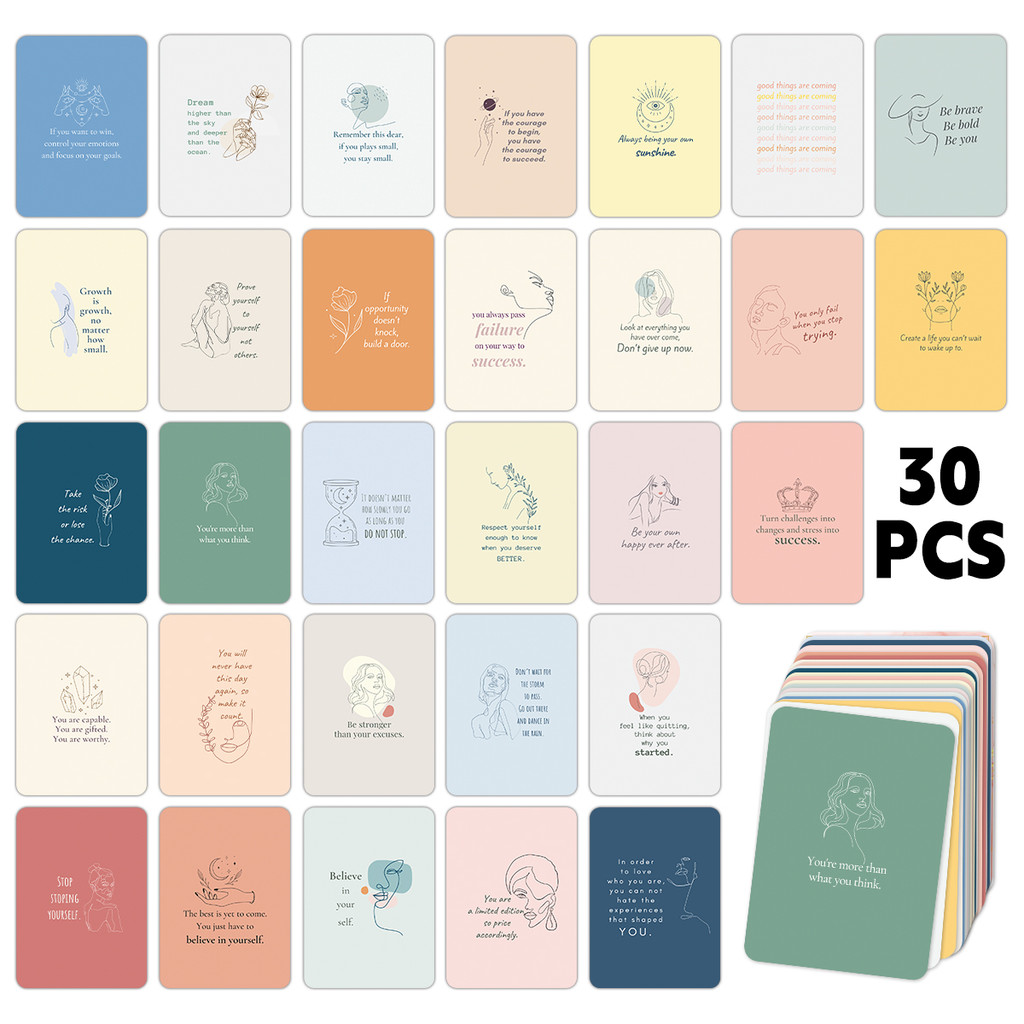 

30pcs Inspirational Text Cards Motivational Refueling Stickers Postcards Atmosphere Decoration Wall Sticker For Friends Students