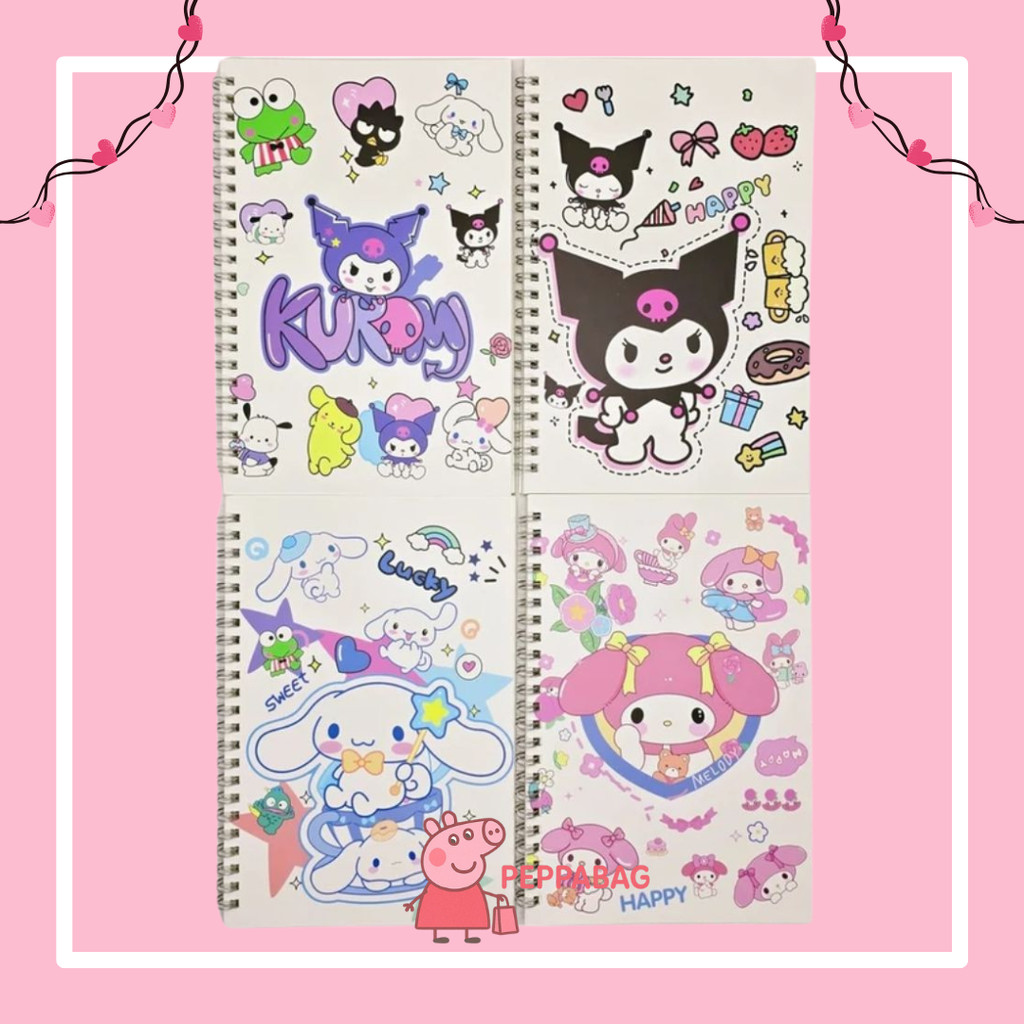 

Notebook A5 Buku Diary Aesthetic Jurnal Buku Catatan Note Gold Line Labubu Sanrio 40Lbr - ES0505
