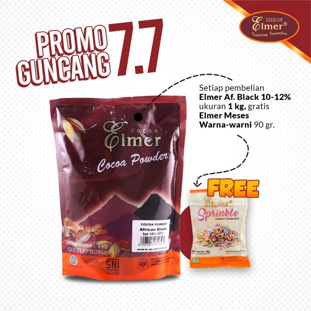

PROMO 7.7 FREE ELMER MESIS WW 90 GR- ELMER COCOA POWDER AF. BLACK 10-12% 1 KG | Cokelat Bubuk Warna Hitam | Coklat Bubuk Premium