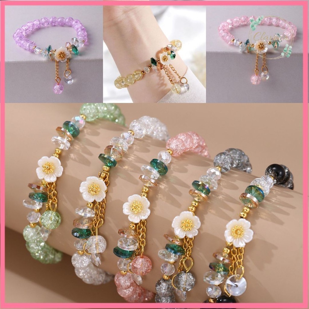 Gelang Manik Manik Bunga Kristal Korean Aesthetic GROSIR