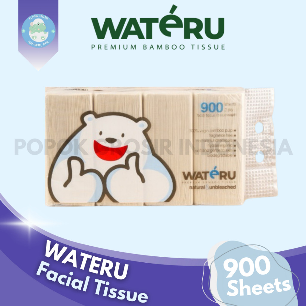 Wateru Tissue Facial 900 Sheets - Premium Bamboo Tisu Wajah