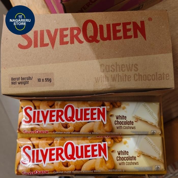 

Silverquenn white chocolate with cashews (coklat putih dengan kacang mede) isi 10 x 55gr/box
