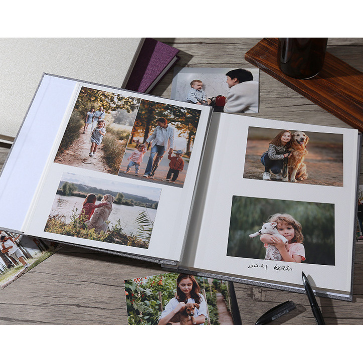 

Linen self-adhesive film DIY photo album souvenir album vintage large capacity handmade creative gifts record children's growth