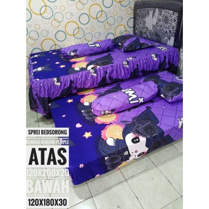 SPREI SORONG RUMBAI KUROMI VIRAL ADEM HALUS LEMBUT KATUN  DISPERSE PREMIUM atas120x200x20 bawah 120x