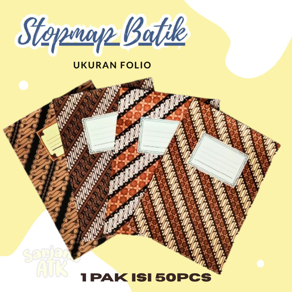 (50 Pcs) Stop Map Batik / Map Batik Dokumen Folio / Map Kertas Tebal Batik Folio