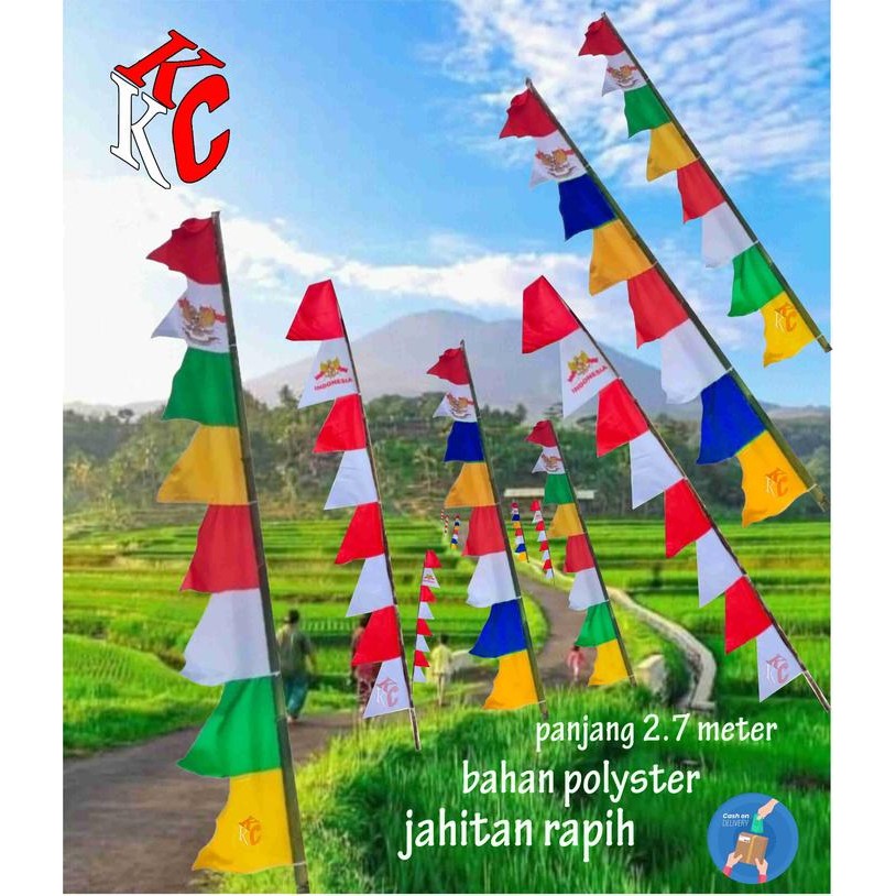 Promo UMBUL UMBUL SABLON GARUDA SABLON GARUDA UMBUL UMBUL MODEL TERBARU PANJANG2,6METER - MERAH PUTI