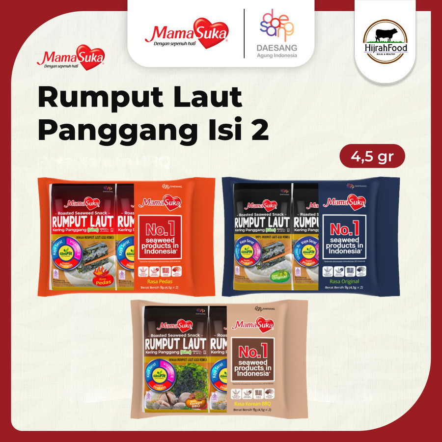 

MamaSuka Roasted Seaweed / Rumput Laut Panggang (Isi 2 pack)
