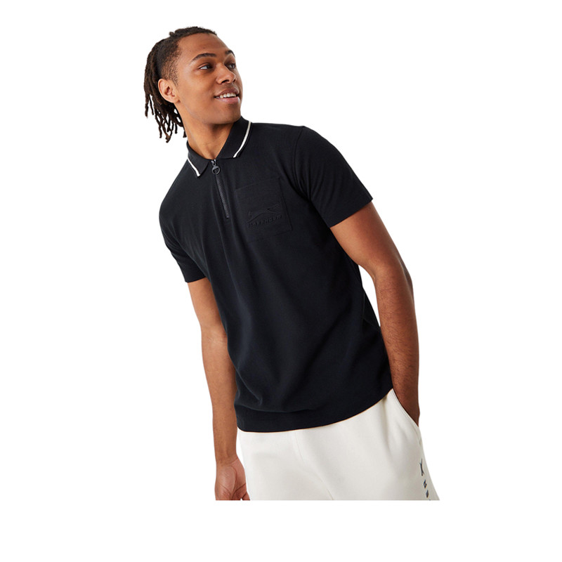 Slazenger Men's Half Zip Tipped Polo - Black