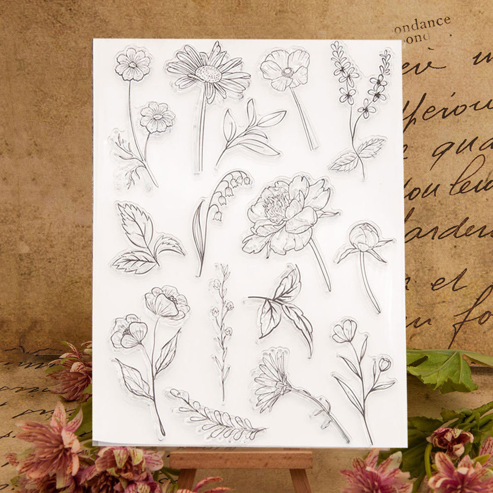 

Flowers set 2025 Clear Stamp Transparent Silicone DIY Stamp Seal Sheet for Scrapbooking Making Album Photo Handmade Decoration