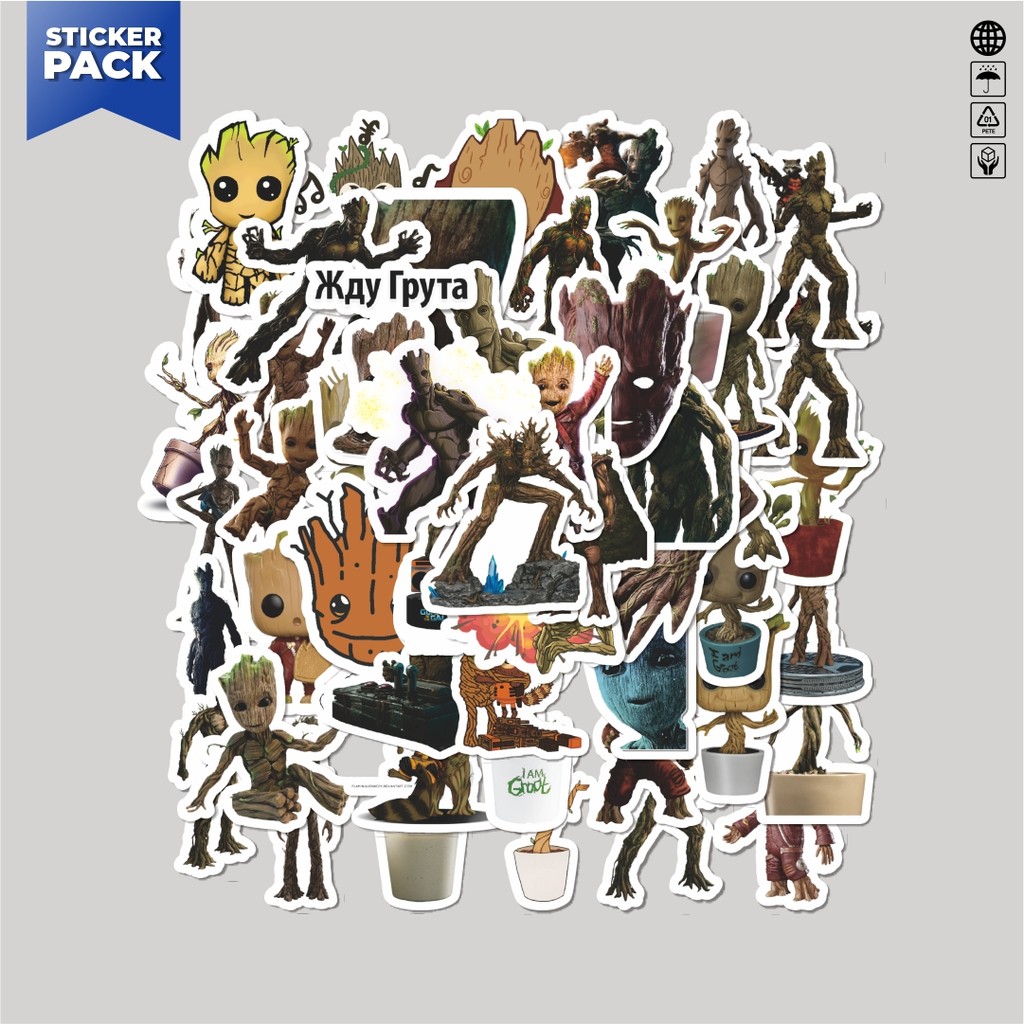 

[100PCS]Stiker Pack Stiker Groot Series A Marvel Superhero Aesthetic Vinyl Anti Air Dekorasi Sticker Laptop Buku Journal Koper Helm Casing HP Gitar Helm Skateboard