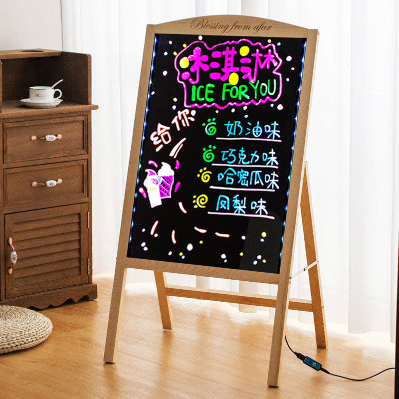 

60*40cm Magnetic Small Blackboard Store Illuminated Billboard Commercial Display Board, Bracket Type LED Fluorescent Board Stall