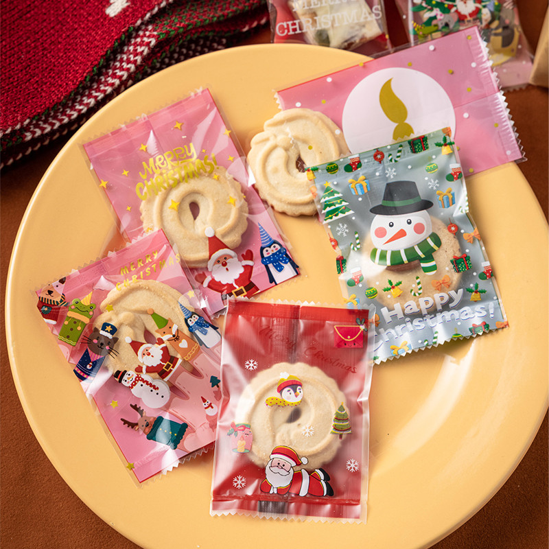 

LBSISI Life 100pcs Candy Gookie Nougat Pastry Hot Seal Bags Plastic Gift Packaging Decoration Supplies For Xmas