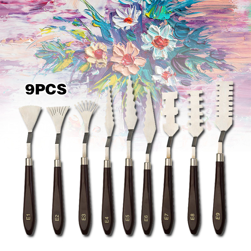 

New 9PCS Palette Knife Spatula Lukis Pisau Lukis Spatula Dekorasi Kue Palette Pisau Lukis Ukir Art PaletPremium