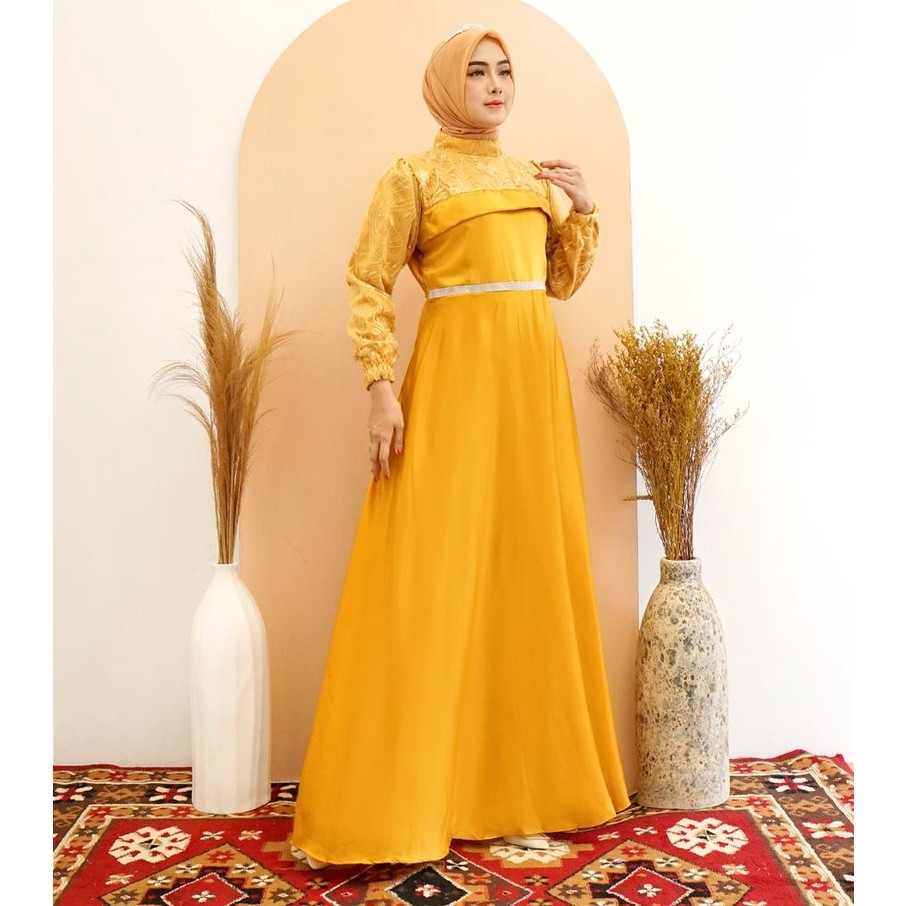 KINAN GAMIS MAXI DRESS PREMIUM MAXMARA SILK TILE / GAMIS PESTA / GAMIS KONDANGAN / MAXI PESTA / GAMI