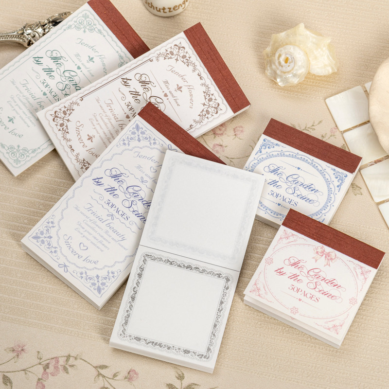 

Journal GO 50sheets The Garden By The Seine Vintage Flower Border Memo Pad Creative DIY Journal Material Collage Stationery Note