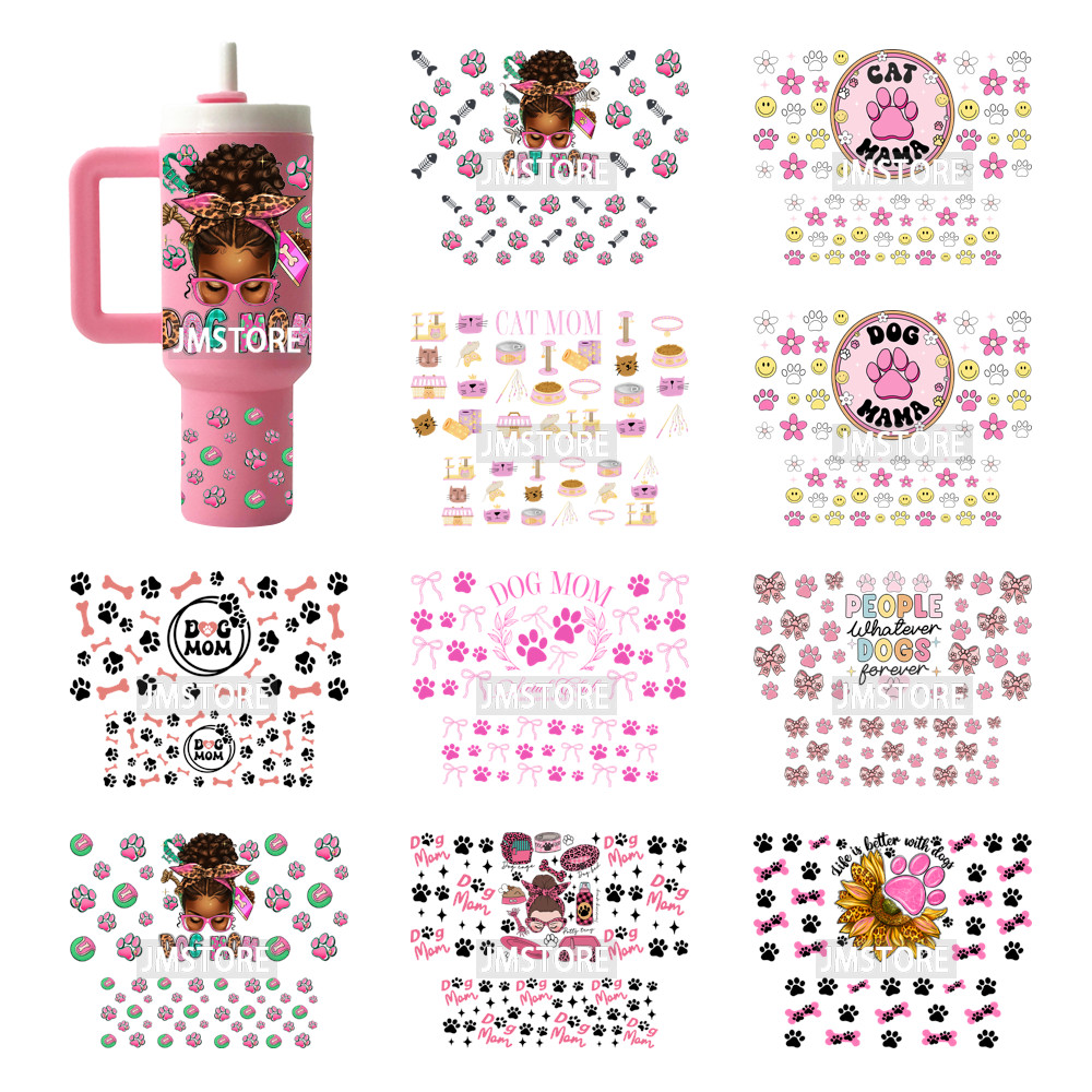 

Dog Mom Coquette Cat Mama UV DTF Mini Tumbler Keychain Wraps Ready To Press High Quality Wraps UV Stickers for Tumbler Keychain