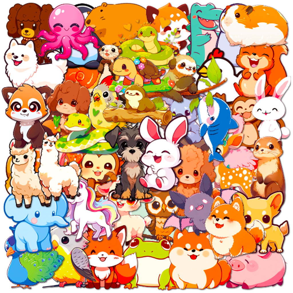 

50PCS Cute Animal Stickers for Water Bottles Aesthetic Animal Stickers for Laptop phone